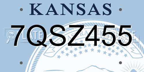 7QSZ455 Kansas License Plate