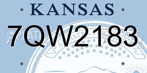 7QW2183 Kansas License Plate