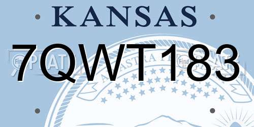 7QWT183 Kansas License Plate