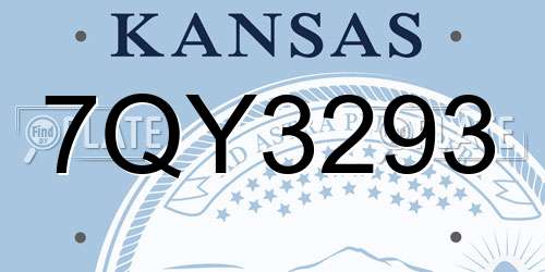 7QY3293 Kansas License Plate
