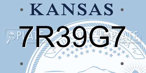 7R39G7 Kansas License Plate