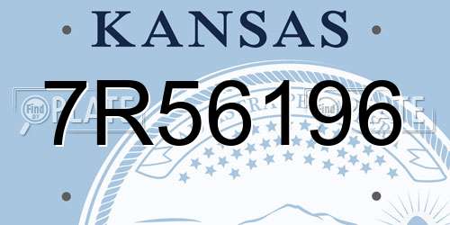 7R56196 Kansas License Plate