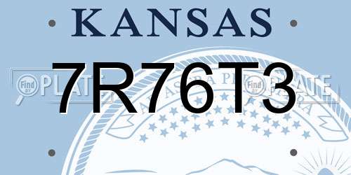 7R76T3 Kansas License Plate