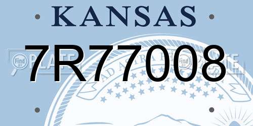7R77008 Kansas License Plate