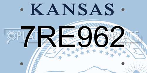 7RE962 Kansas License Plate