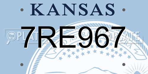 7RE967 Kansas License Plate