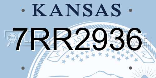 7RR2936 Kansas License Plate
