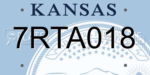7RTA018 Kansas License Plate