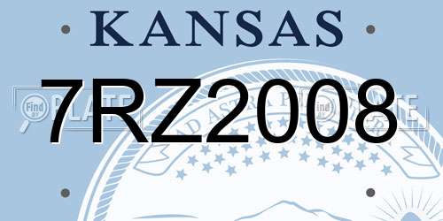 7RZ2008 Kansas License Plate