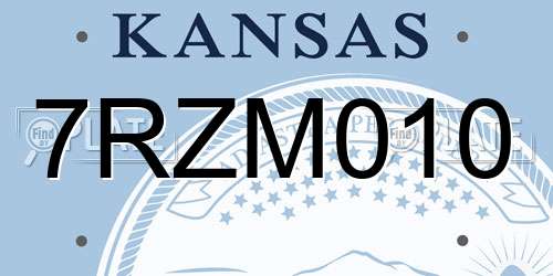 7RZM010 Kansas License Plate
