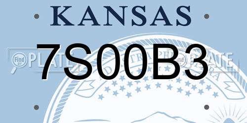 7S00B3 Kansas License Plate