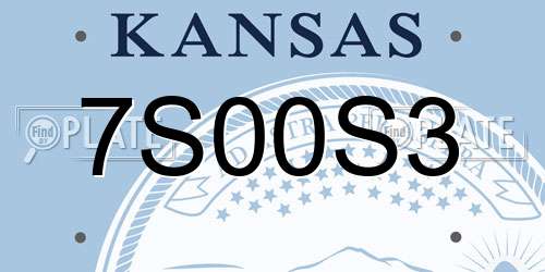 7S00S3 Kansas License Plate