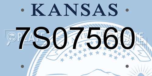 7S07560 Kansas License Plate