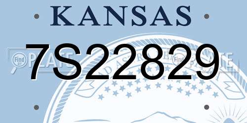 7S22829 Kansas License Plate
