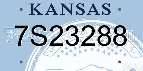 7S23288 Kansas License Plate