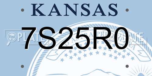7S25R0 Kansas License Plate