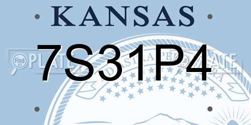 7S31P4 Kansas License Plate