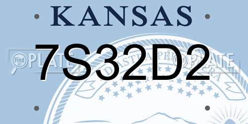 7S32D2 Kansas License Plate