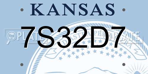 7S32D7 Kansas License Plate