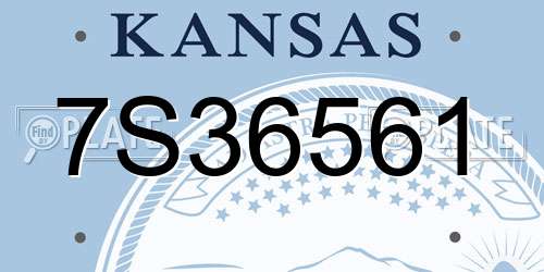 7S36561 Kansas License Plate