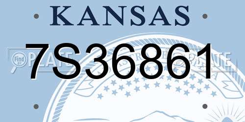 7S36861 Kansas License Plate
