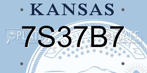 7S37B7 Kansas License Plate