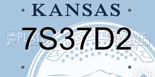 7S37D2 Kansas License Plate