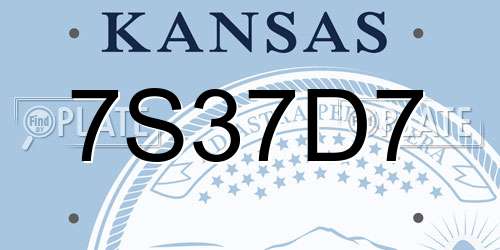 7S37D7 Kansas License Plate