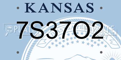 7S37O2 Kansas License Plate