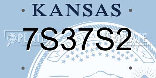 7S37S2 Kansas License Plate