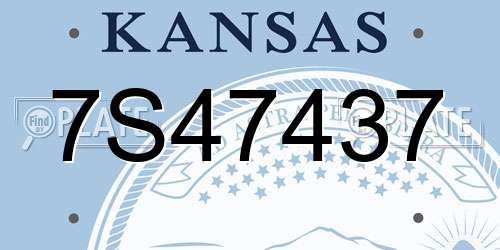 7S47437 Kansas License Plate