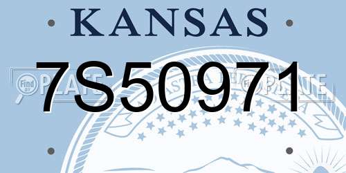 7S50971 Kansas License Plate