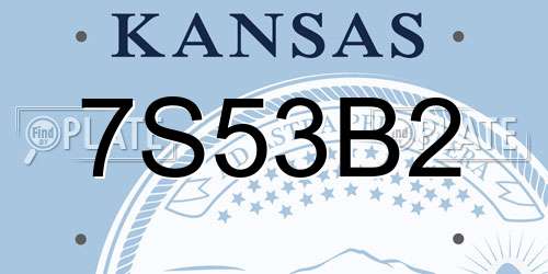 7S53B2 Kansas License Plate