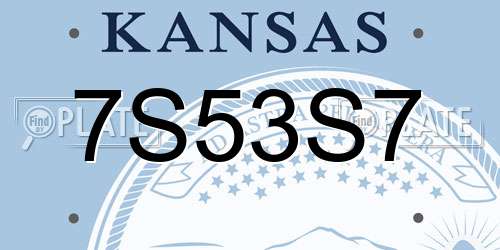 7S53S7 Kansas License Plate