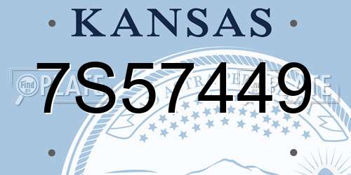 7S57449 Kansas License Plate