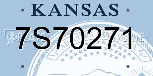 7S70271 Kansas License Plate