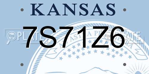 7S71Z6 Kansas License Plate