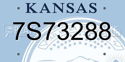 7S73288 Kansas License Plate
