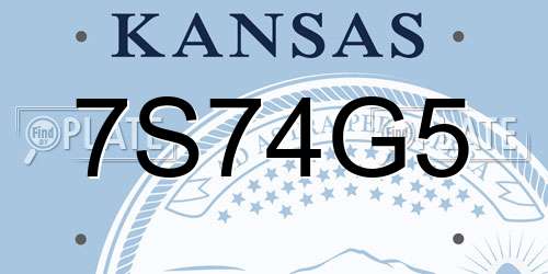 7S74G5 Kansas License Plate