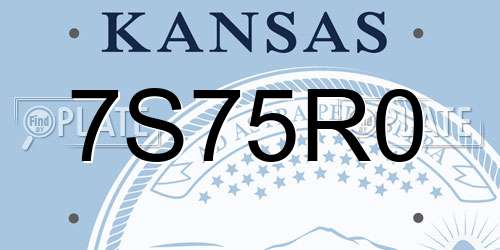 7S75R0 Kansas License Plate