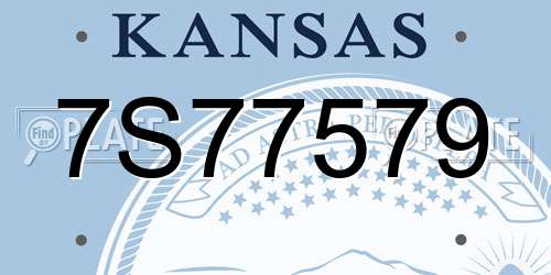 7S77579 Kansas License Plate