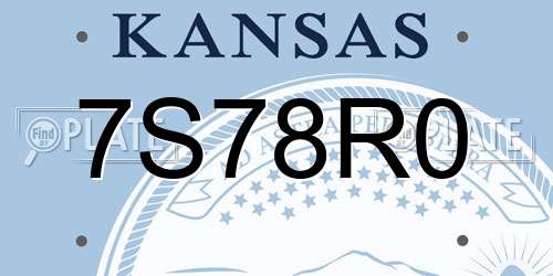 7S78R0 Kansas License Plate