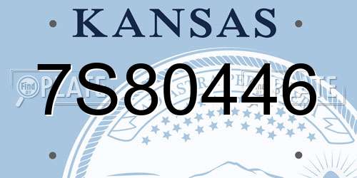 7S80446 Kansas License Plate