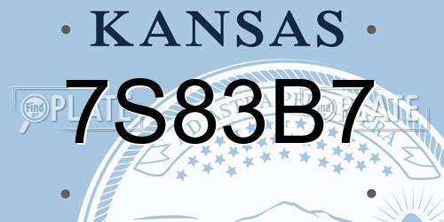 7S83B7 Kansas License Plate