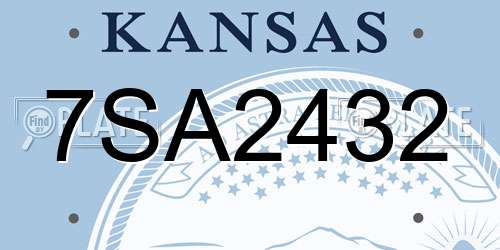 7SA2432 Kansas License Plate