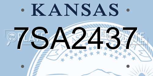 7SA2437 Kansas License Plate