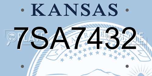 7SA7432 Kansas License Plate