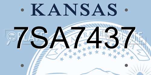 7SA7437 Kansas License Plate