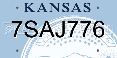 7SAJ776 Kansas License Plate