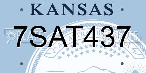 7SAT437 Kansas License Plate